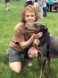 Artist and Designer Kelli Swan with her Doberman Pinscher Dog Blue